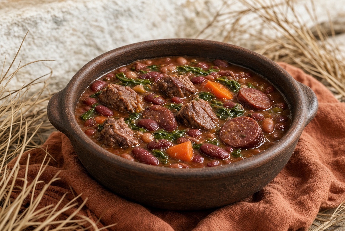 Feijoada Caboverdiana, kapverdischer Bohneneintopf mit Fleisch, Chouriço und Gemüse, Nessy's Yummy Express