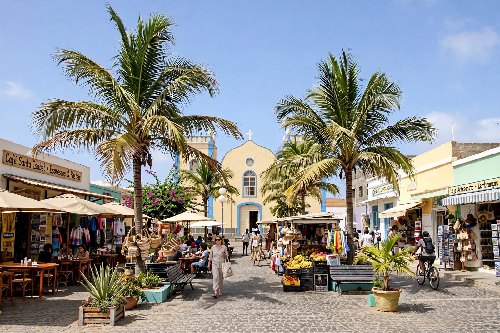 Die Praça mit der Igreja de Santa Isabel im Zentrum von Sal Rei